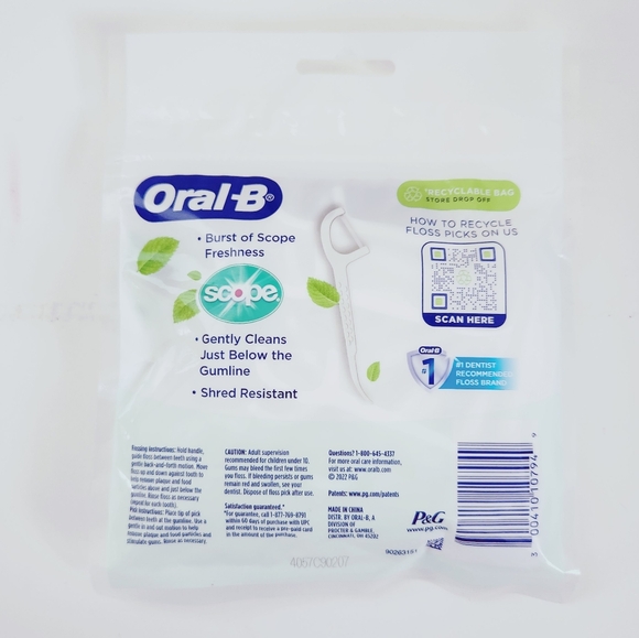 ⭐4/$15 Oral-B Burst of Scope Dental Floss Picks Fresh Mint 75CT - Picture 2 of 6